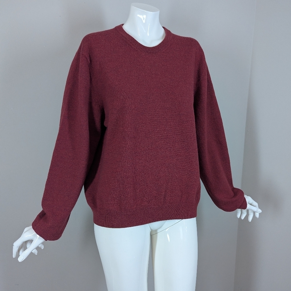 Joseph & Lyman Merino Wool Sweater Burgundy Italian Knit Classic Crew